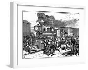 Riot by Railroad Workers at Martinsburg on the Baltimore-Ohio Railroad, USA, 1877-null-Framed Giclee Print