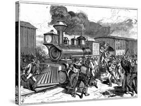 Riot by Railroad Workers at Martinsburg on the Baltimore-Ohio Railroad, USA, 1877-null-Stretched Canvas