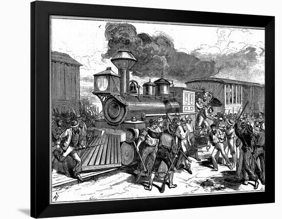 Riot by Railroad Workers at Martinsburg on the Baltimore-Ohio Railroad, USA, 1877-null-Framed Premium Giclee Print