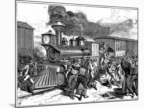 Riot by Railroad Workers at Martinsburg on the Baltimore-Ohio Railroad, USA, 1877-null-Mounted Giclee Print