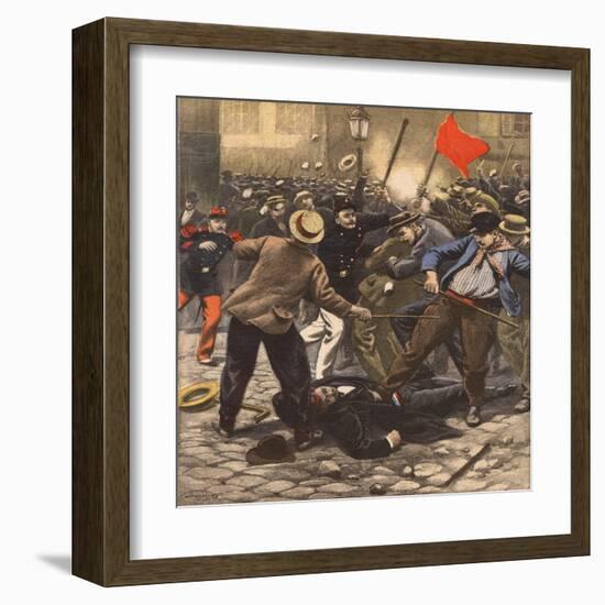 Riot, Police Injured-null-Framed Art Print