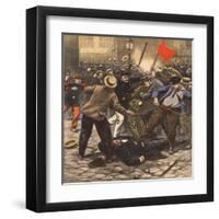 Riot, Police Injured-null-Framed Art Print