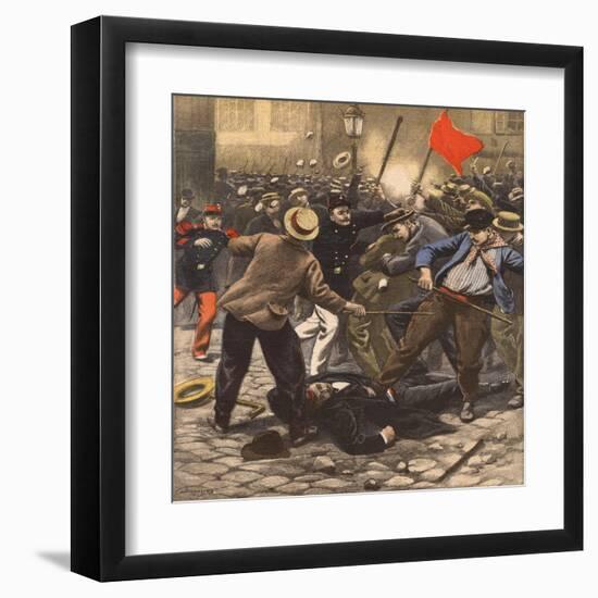 Riot, Police Injured-null-Framed Art Print