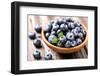Ripe Blueberry in a Wooden Plate-dionisvera-Framed Photographic Print