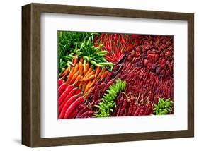 Ripe Red Thai Peppers Display-null-Framed Art Print