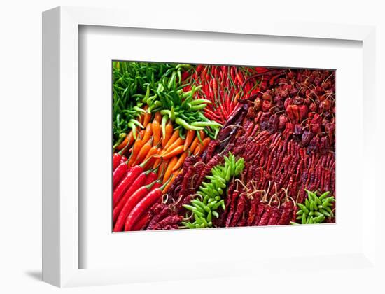 Ripe Red Thai Peppers Display-null-Framed Art Print