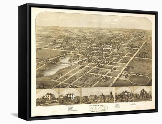 Ripon, Wisconsin - Panoramic Map-Lantern Press-Framed Stretched Canvas