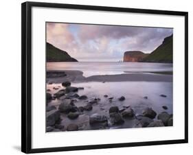 Risin and Kellingin Sea Stacks in the Distance, from Tjornuvik Bay, Streymoy-Patrick Dieudonne-Framed Photographic Print