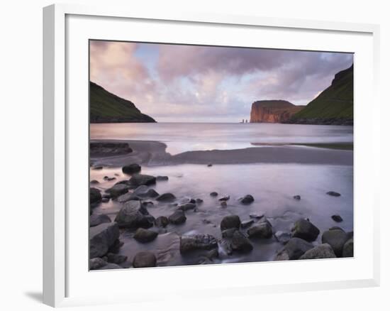 Risin and Kellingin Sea Stacks in the Distance, from Tjornuvik Bay, Streymoy-Patrick Dieudonne-Framed Photographic Print