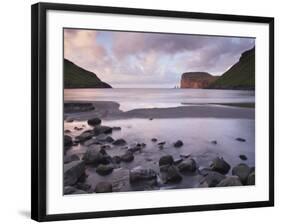 Risin and Kellingin Sea Stacks in the Distance, from Tjornuvik Bay, Streymoy-Patrick Dieudonne-Framed Photographic Print