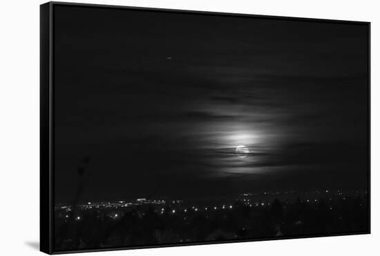 Rising full moon, Munich Germany-Benjamin Engler-Framed Stretched Canvas