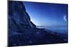 Rising Moon over Ocean and Mountains Against Starry Sky-null-Mounted Photographic Print