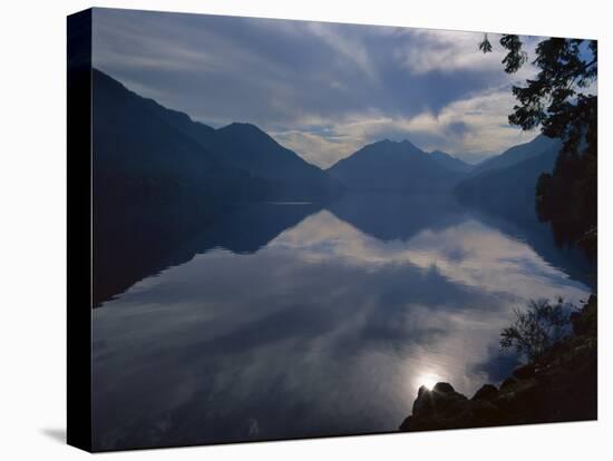 Rising Run Reflects in Lake Crecent, Olympic National Park, Washington, USA-Jerry Ginsberg-Stretched Canvas