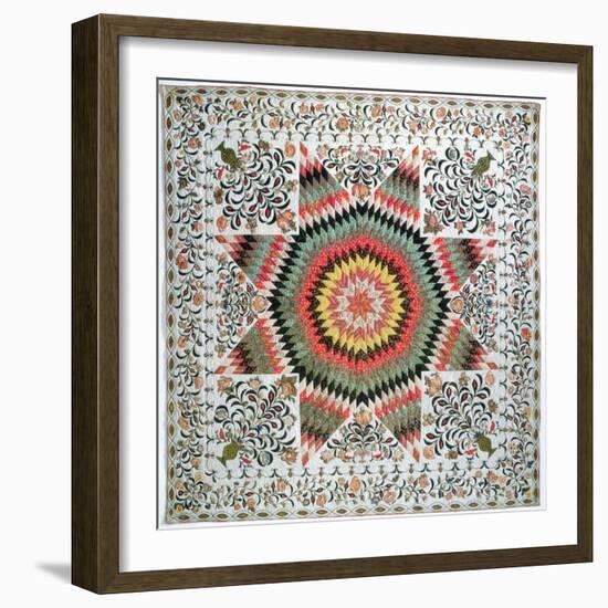 Rising Sun' or 'star of Bethlehem' Applique Quilt from New York, C.1830-50 (Cotton)-Mary Totten-Framed Giclee Print