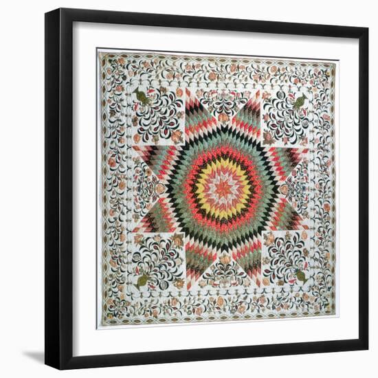 Rising Sun' or 'star of Bethlehem' Applique Quilt from New York, C.1830-50 (Cotton)-Mary Totten-Framed Giclee Print