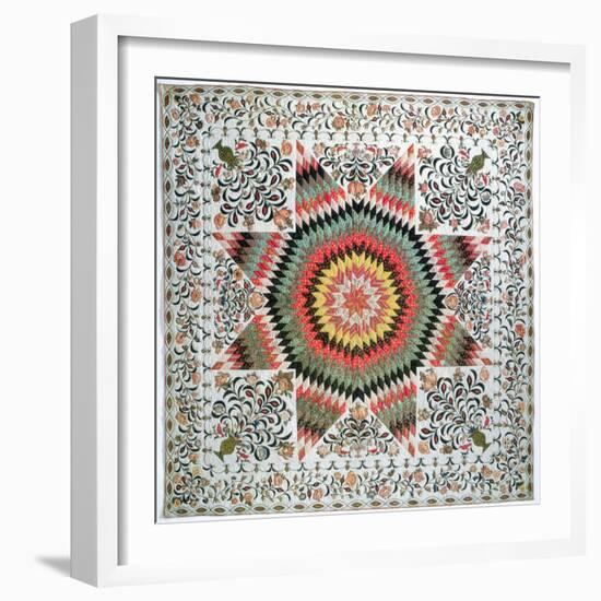 Rising Sun' or 'star of Bethlehem' Applique Quilt from New York, C.1830-50 (Cotton)-Mary Totten-Framed Giclee Print