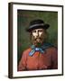 Risorgimento: “” Portrait of the Italian Patriot Giuseppe Garibaldi (1807-1882) in 1860”” Illustrat-Tancredi Scarpelli-Framed Giclee Print