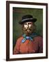 Risorgimento: “” Portrait of the Italian Patriot Giuseppe Garibaldi (1807-1882) in 1860”” Illustrat-Tancredi Scarpelli-Framed Giclee Print