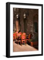 Ristorante with Red Chairs, San Gimignano-Igor Maloratsky-Framed Art Print