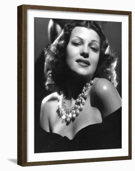 Rita Hayworth (born as Margarita Cansino, 1918 - 1987), here 1942 (b/w photo)-null-Framed Photo