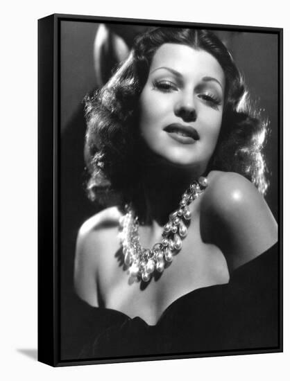 Rita Hayworth (born as Margarita Cansino, 1918 - 1987), here 1942 (b/w photo)-null-Framed Stretched Canvas