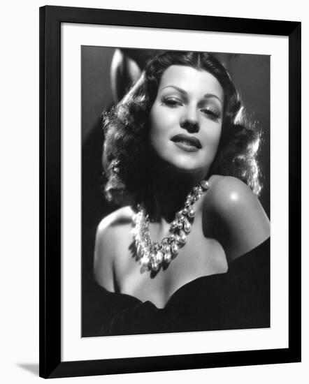 Rita Hayworth (born as Margarita Cansino, 1918 - 1987), here 1942 (b/w photo)-null-Framed Photo