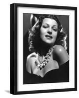 Rita Hayworth (born as Margarita Cansino, 1918 - 1987), here 1942 (b/w photo)-null-Framed Photo