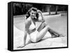 Rita Hayworth Posing in White Two Piece Bathing Suit-Peter Stackpole-Framed Stretched Canvas
