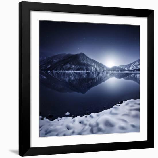 Ritsa Lake in the Snow Covered Mountains of Ritsa Nature Reserve, Georgia-null-Framed Photographic Print