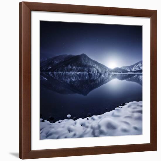 Ritsa Lake in the Snow Covered Mountains of Ritsa Nature Reserve, Georgia-null-Framed Photographic Print