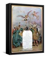 Ritz Restaurant Menu, Depicting a Group of Elegant 18th Century Men and Women Drinking Champagne-Maurice Leloir-Framed Stretched Canvas