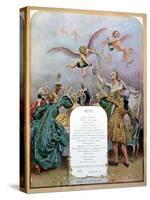 Ritz Restaurant Menu, Depicting a Group of Elegant 18th Century Men and Women Drinking Champagne-Maurice Leloir-Stretched Canvas