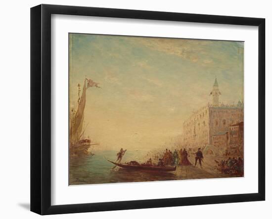 Riva Degli Schiavoni, Sunset, 1880S (Oil on Panel)-Felix Ziem-Framed Giclee Print