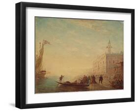 Riva Degli Schiavoni, Sunset, 1880S (Oil on Panel)-Felix Ziem-Framed Giclee Print