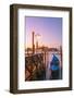 Riva Degli Schiavoni, Venice, Veneto, Italy. Moored Gondolas in Front of San Giorgio Maggiore-Marco Bottigelli-Framed Photographic Print