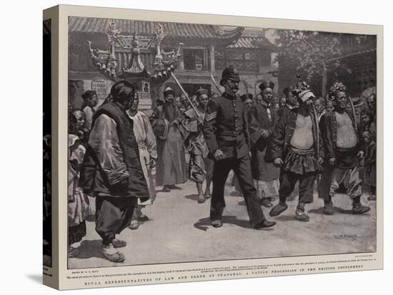 Rival Representatives of Law and Order at Shanghai, a Native Procession in the British Settlement-William T. Maud-Stretched Canvas