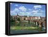 River and Bridge with the Town of Albi in the Background, Tarn Region, Midi Pyrenees, France-Lightfoot Jeremy-Framed Stretched Canvas