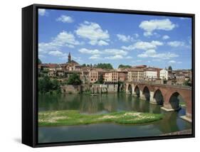 River and Bridge with the Town of Albi in the Background, Tarn Region, Midi Pyrenees, France-Lightfoot Jeremy-Framed Stretched Canvas