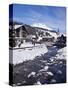 River and Village Church Lech, Near St. Anton Am Arlberg in Winter Snow, Austrian Alps-Peter Barritt-Stretched Canvas