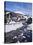 River and Village Church Lech, Near St. Anton Am Arlberg in Winter Snow, Austrian Alps-Peter Barritt-Stretched Canvas