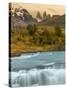 River and Waterfall with Las Torres. Torres Del Paine NP. Chile-Tom Norring-Stretched Canvas