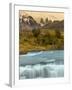 River and Waterfall with Las Torres. Torres Del Paine NP. Chile-Tom Norring-Framed Premium Photographic Print