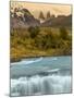 River and Waterfall with Las Torres. Torres Del Paine NP. Chile-Tom Norring-Mounted Premium Photographic Print