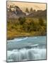 River and Waterfall with Las Torres. Torres Del Paine NP. Chile-Tom Norring-Mounted Photographic Print