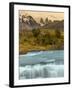 River and Waterfall with Las Torres. Torres Del Paine NP. Chile-Tom Norring-Framed Photographic Print