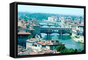 River Arno and Ponte Vecchio from Piazzale Michelangelo, Florence, Italy-Peter Thompson-Framed Stretched Canvas