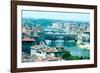 River Arno and Ponte Vecchio from Piazzale Michelangelo, Florence, Italy-Peter Thompson-Framed Photographic Print