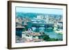 River Arno and Ponte Vecchio from Piazzale Michelangelo, Florence, Italy-Peter Thompson-Framed Photographic Print