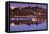 River at dusk, San Vicente de la Barquera, Cantabria Province, Spain-null-Framed Stretched Canvas