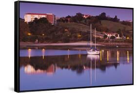 River at dusk, San Vicente de la Barquera, Cantabria Province, Spain-null-Framed Stretched Canvas